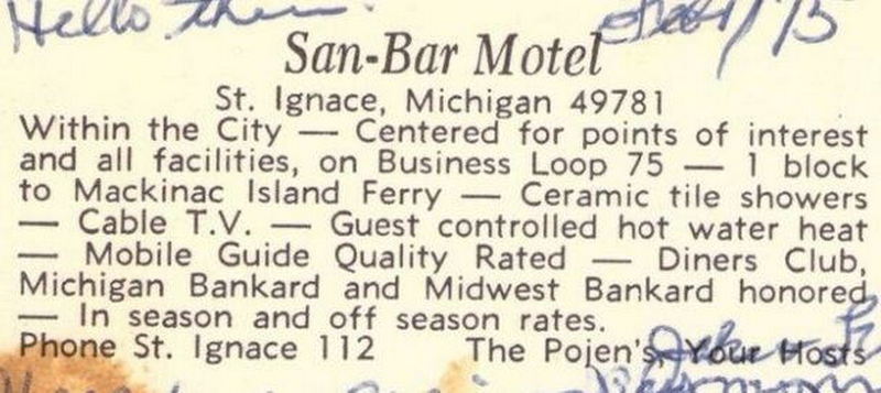 San Bar Motel (San-Bar Motel) - Vintage Postcard (newer photo)